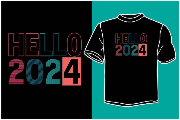 Vector gelukkig nieuwjaar 2024 t-shirtontwerp