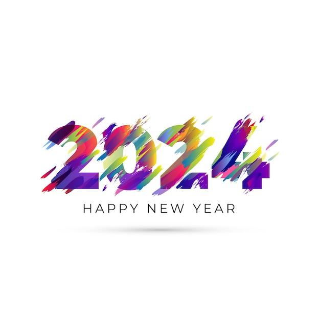 Gelukkig Nieuwjaar 2024 trendy modern kleurrijk logo ontwerp