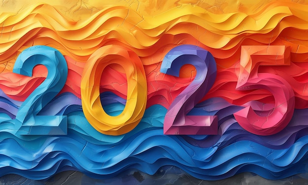 Gelukkig Nieuwjaar 2025 achtergrondontwerp Greeting Card Banner Poster Vector Illustratie