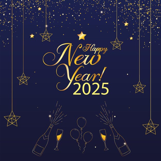 Gelukkig Nieuwjaar 2025 achtergrondvectorposter