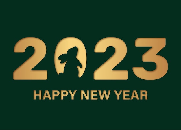 Gelukkig nieuwjaar. Banner voor Nieuwjaar 2023. Konijn sterrenbeeld. Minimalistisch ontwerp.
