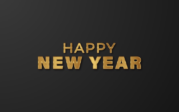 Vector gelukkig nieuwjaar belettering illustratie met gouden tekst en donkere achtergrond