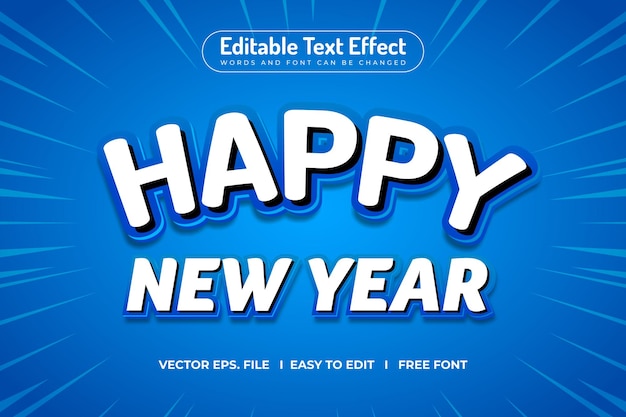 Gelukkig nieuwjaar bewerkbaar 3D-tekstontwerp