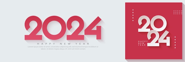 Gelukkig nieuwjaar nummer 2024 met een modern concept Premium vector ontwerp voor poster banner nieuwjaar 2024 viering en groet