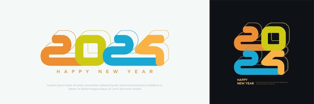Gelukkig nieuwjaar ontwerpnummer 2024 met vol moderne felle kleuren Premium vectorontwerp voor banner poster sociale media post en kalender