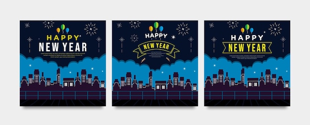 Gelukkig nieuwjaar Stad achtergrond banner groet viering