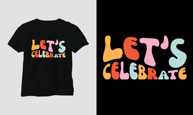 Gelukkig Nieuwjaar T-shirt Groovy Styl Design. Retro, roze, festival, drukklaar ontwerp