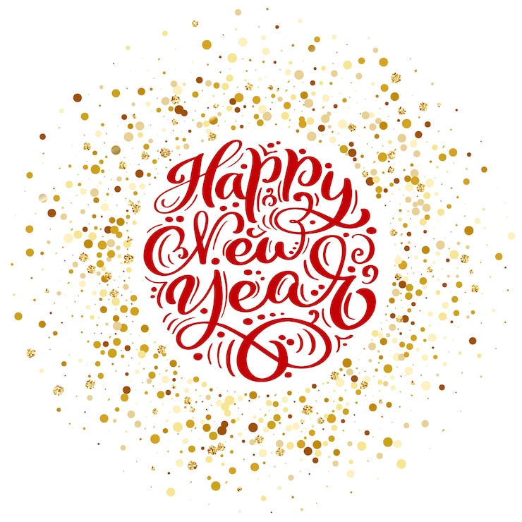 Vector gelukkig nieuwjaar vector tekst kalligrafische letters ontwerp.