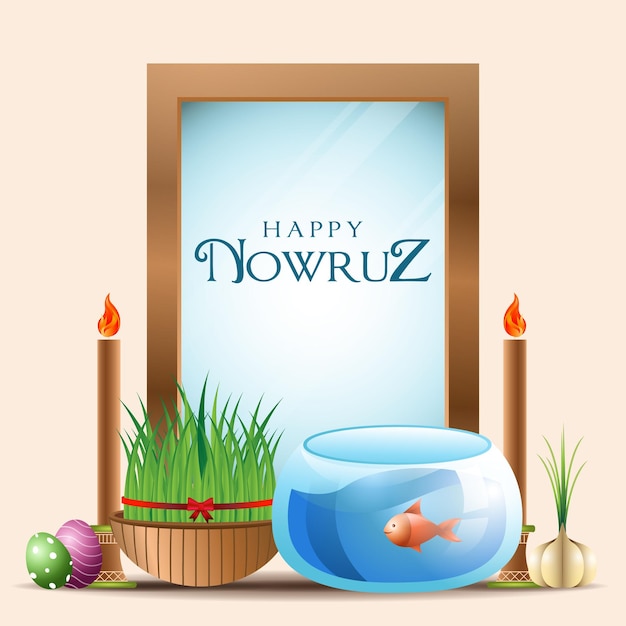 Gelukkig nowruz dag vierkant posterontwerp