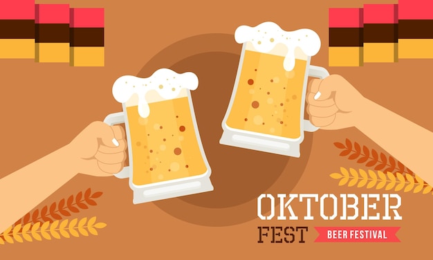 Gelukkig oktoberfest bierfestival plat ontwerp achtergrond