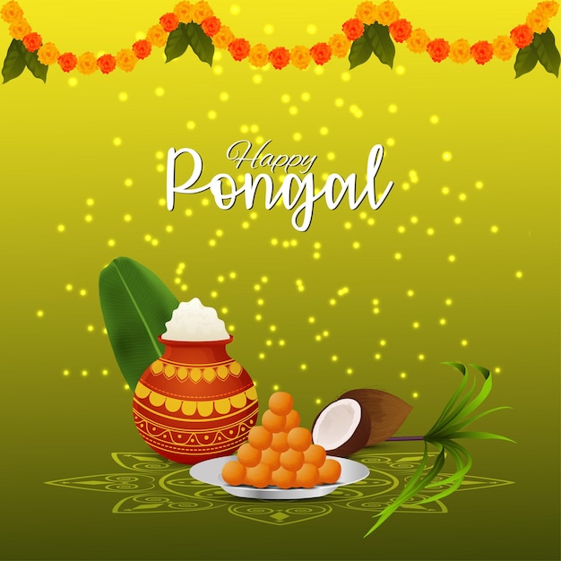 Gelukkig pongal wenskaart ontwerp
