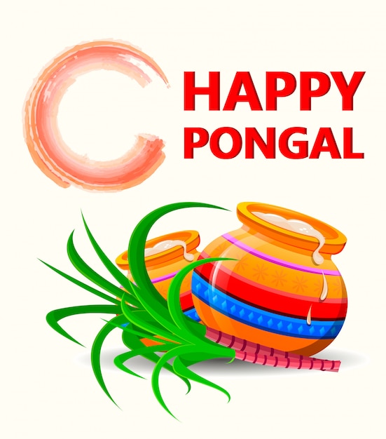 Gelukkig Pongal-wenskaart