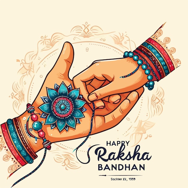 Vector gelukkig raksha bandhan festival achtergrond platte illustratie indiase hindoeïsme festival