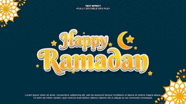 gelukkig ramadan 3d vector teksteffect