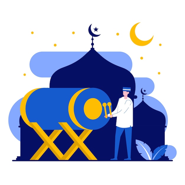 Gelukkig ramadan mubarak-groetconcept met kleine mensen