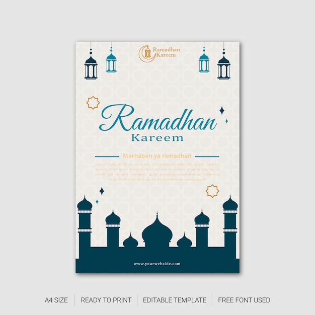 Gelukkig ramadan posterontwerp islamitisch thema poster