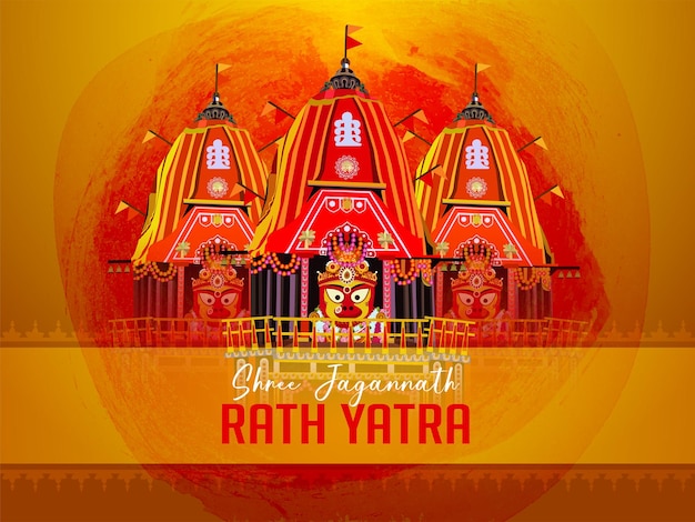 Vector gelukkig rath yatra jagannath puri yatra-ontwerp