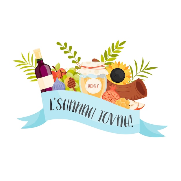 Gelukkig Rosj Hasjana-dag Shana Tova-wenskaart Vectorillustratie