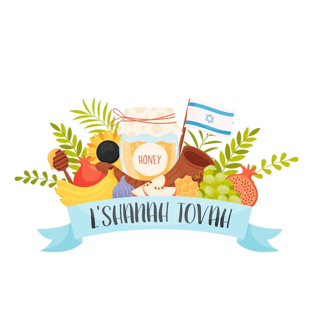 Gelukkig Rosj Hasjana-dag Shana Tova-wenskaart Vectorillustratie