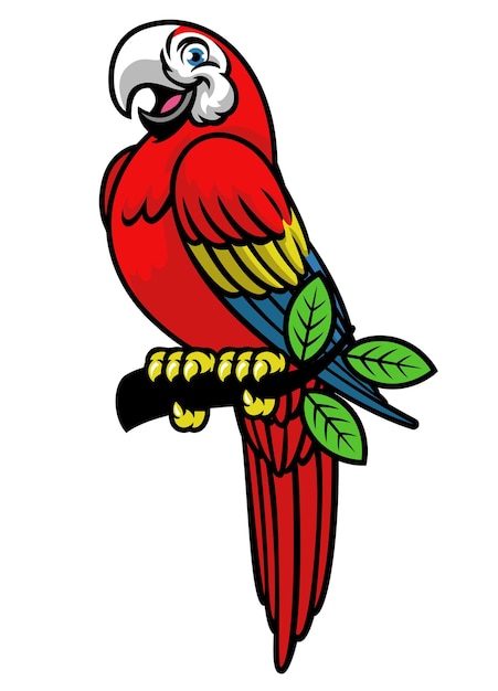 Gelukkig Scarlett Macaw-mascottelogo