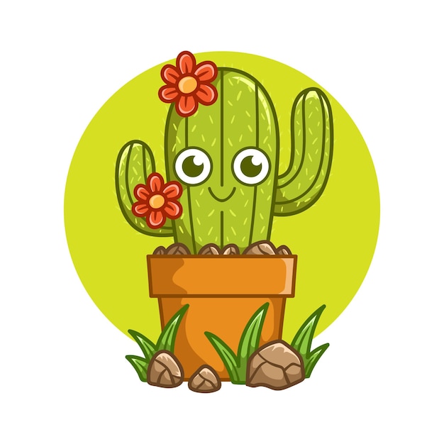 Vector gelukkig schattig cactus op pot