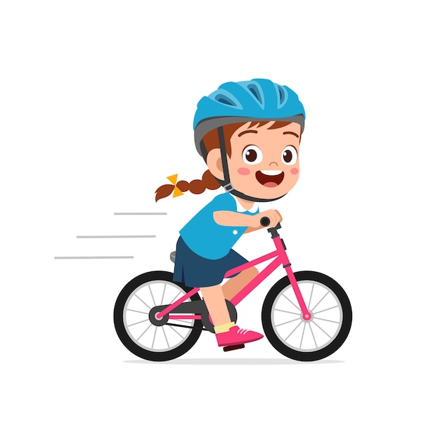 Gelukkig schattig klein meisje jongen fietsten