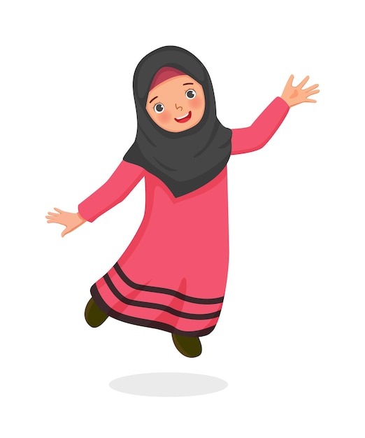 Gelukkig schattig klein moslimmeisje dat ramadhan viert