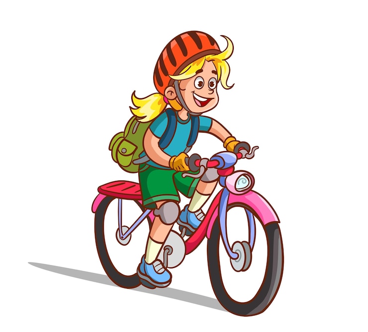 Vector gelukkig schattige jongen meisje paardrijden fiets glimlach