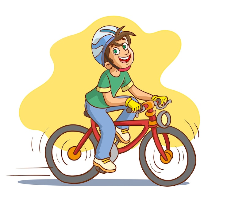 Vector gelukkig schattige kleine jongen jongen fietsten