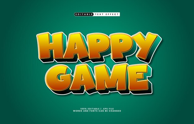 gelukkig spel bewerkbare tekst effect met een kinderen en spelen tekst stijl