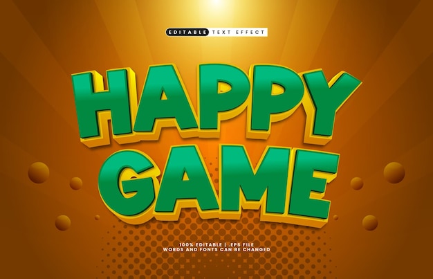 gelukkig spel bewerkbare tekst effect met een kinderen en spelen tekst stijl