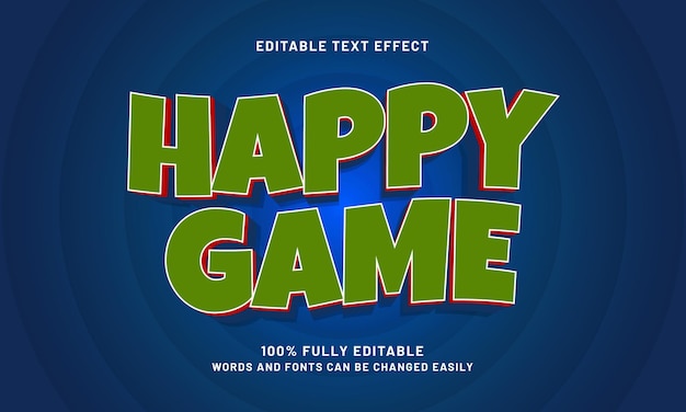 gelukkig spel bewerkbare tekst effect met een kinderen en spelen tekst stijl