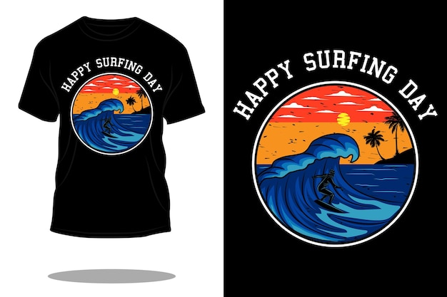 Vector gelukkig surfdag retro t-shirtontwerp