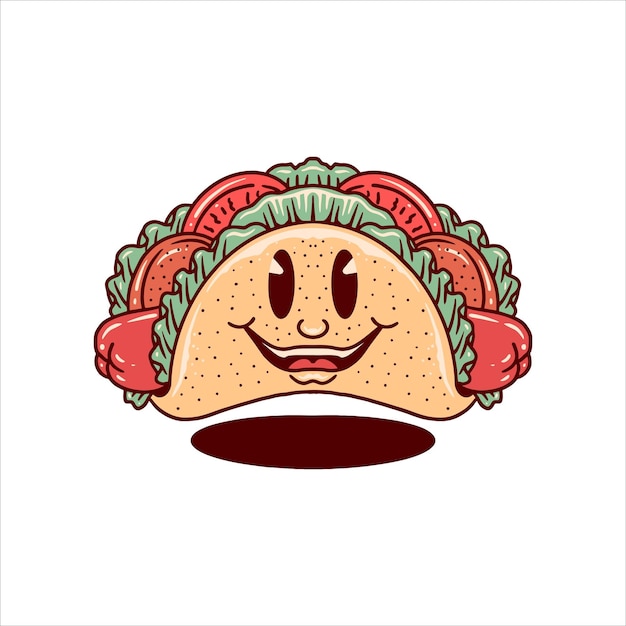 Gelukkig taco cartoon vector ontwerp