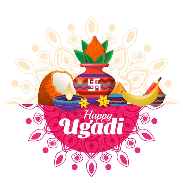 gelukkig ugadi festival viering begroeting achtergrond vector