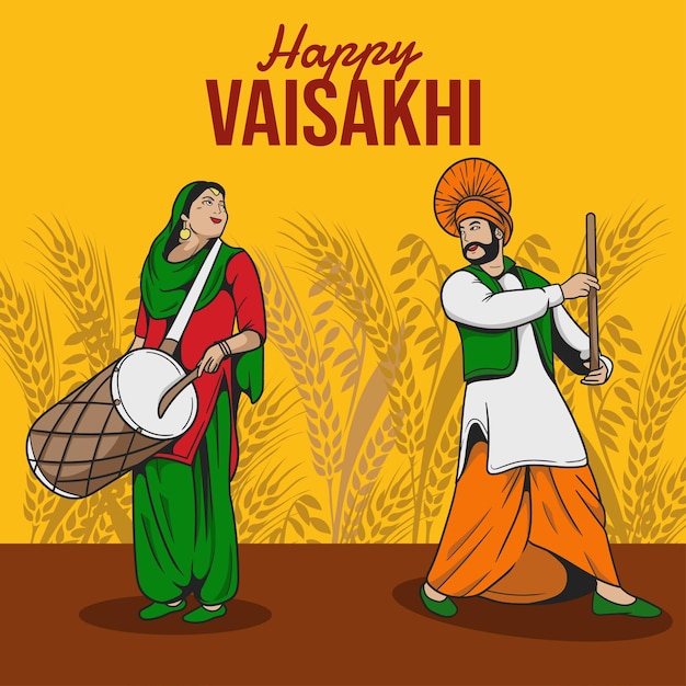 Gelukkig vaisakhi punjabi lente oogstfeest van sikh viering