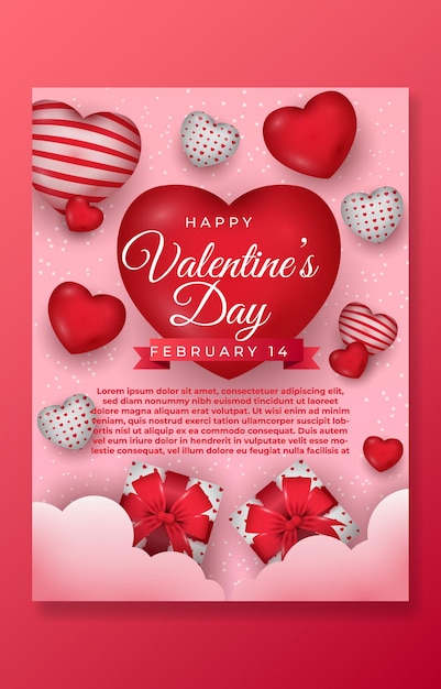 Vector gelukkig valentijn poster sjabloon