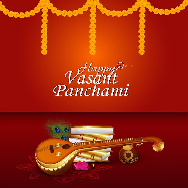 Gelukkig vasant panchami creatief element en achtergrond