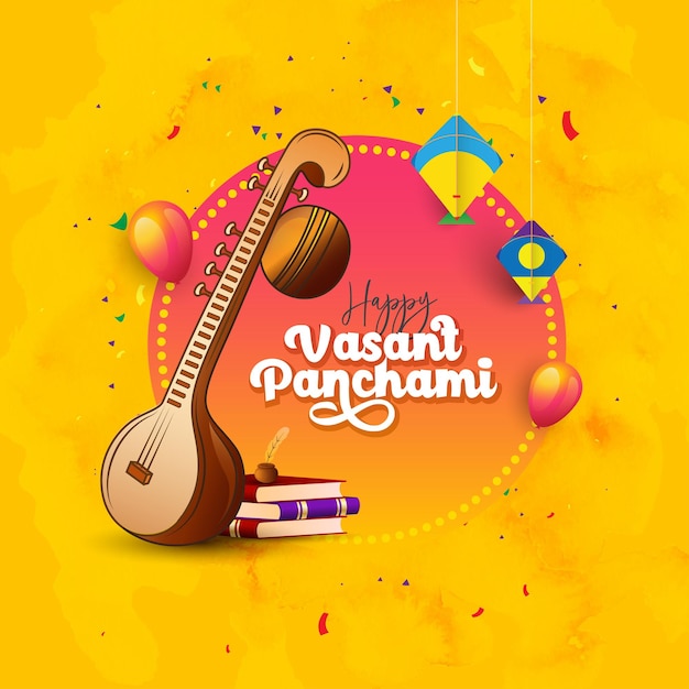 Gelukkig Vasant Panchami Vector achtergrond ontwerpsjabloon