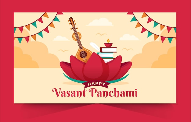 Gelukkig vasant panchami viering banner ontwerpsjabloon