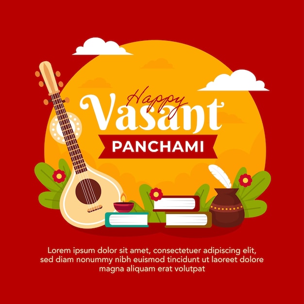 Gelukkig vasant panchami viering social media post ontwerpsjabloon