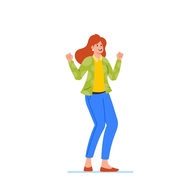 Gelukkig vrouwelijk personage Toon Ja Gebaar Vrouw Toon positieve emotie Tevreden Vrolijk meisje Opgewonden gevoelens