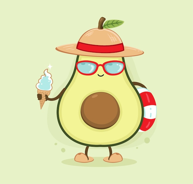 Vector gelukkig zomer cartoon avocado