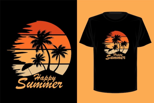 Gelukkig zomer retro vintage t-shirtontwerp