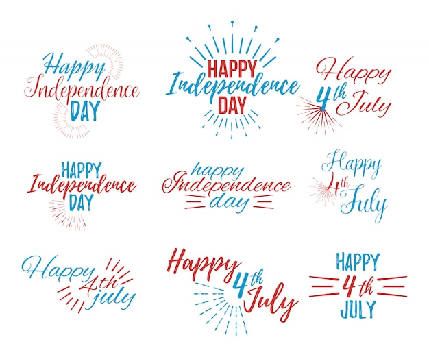 Vector gelukkige 4 juli en independence day belettering