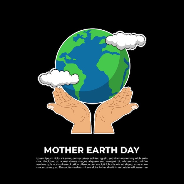 Gelukkige aarde moederdag met aarde sjabloon illustratie