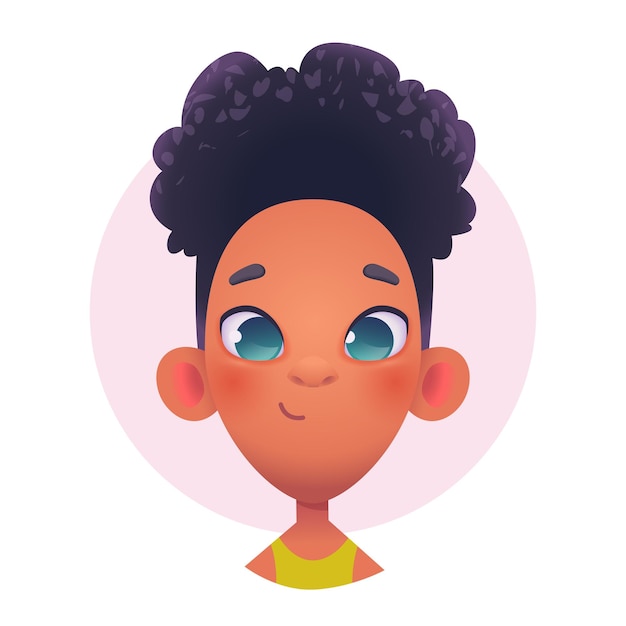 Vector gelukkige afrikaans-amerikaanse jonge meisje personage avatar personage illustratie