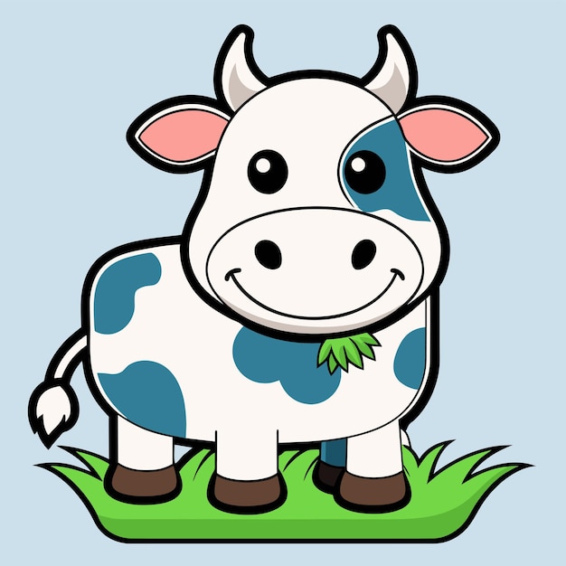 Gelukkige baby grappige lachende koe met de hand getekende mascotte cartoon personage sticker icoon concept geïsoleerd