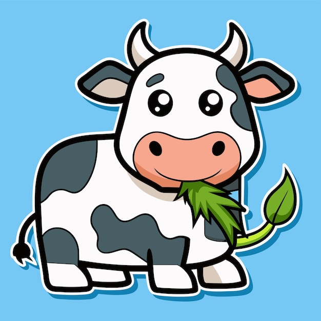 Gelukkige baby grappige lachende koe met de hand getekende mascotte cartoon personage sticker icoon concept geïsoleerd
