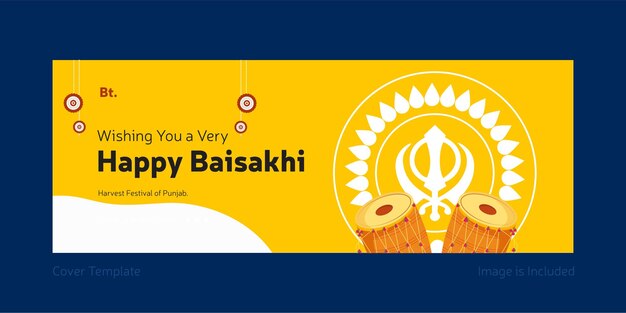 Gelukkige baisakhi-viering facebook-omslagsjabloon